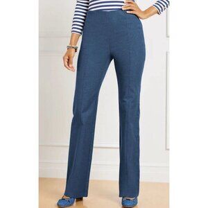 Talbots Portland Trouser Pants Womens 8P Blue Faux Denim Jeans Side Zip Mid Rise